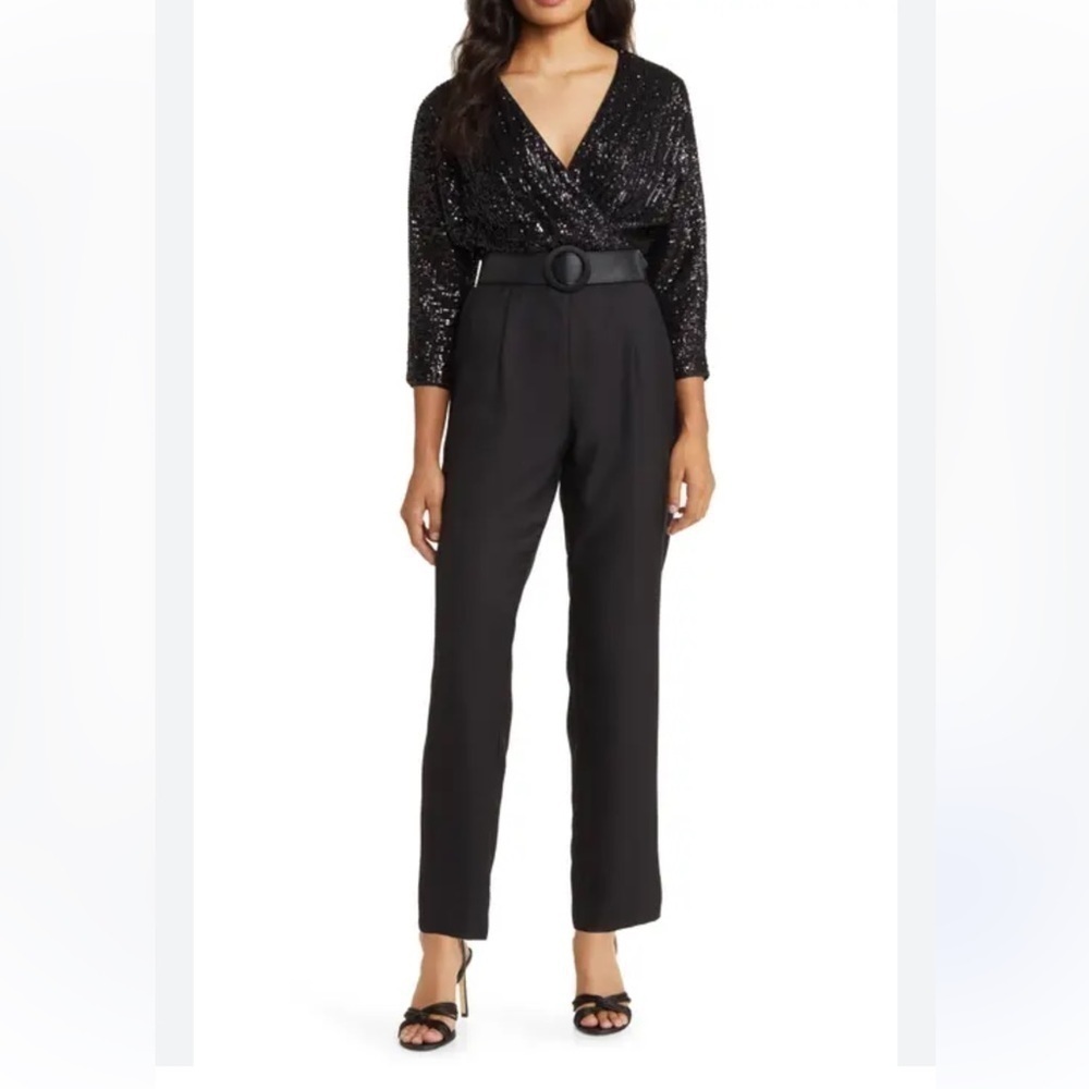 NWOT Eliza J Sequence Jumpsuit Long Sleeves Size 8